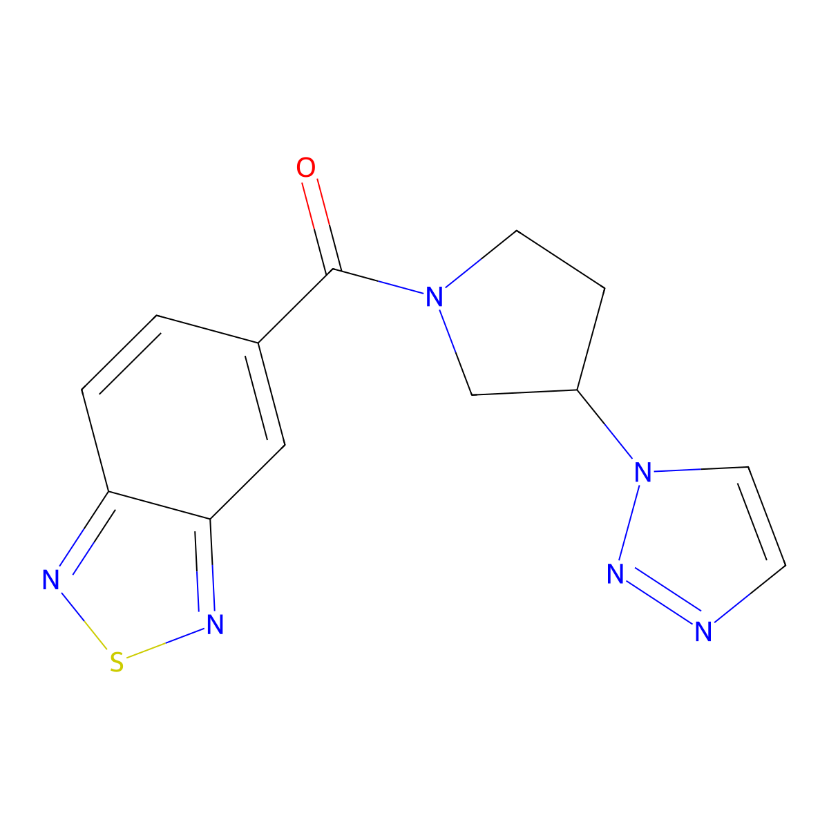 (3-(1H-1,2,3-triazol-1-yl)pyrrolidin-1-yl)(benzo[c][1,2,5]thiadiazol-5-yl)methanone molecular structure, CAS 1798489-04-9