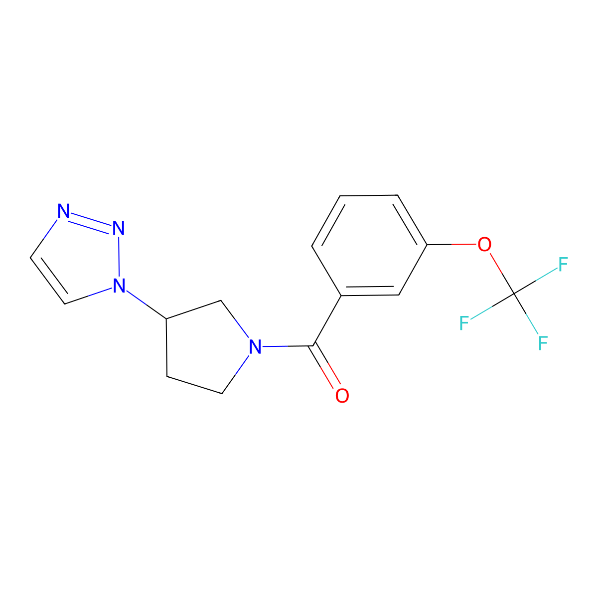 (3-(1H-1,2,3-triazol-1-yl)pyrrolidin-1-yl)(3-(trifluoromethoxy)phenyl)methanone molecular structure, CAS 1798489-38-9