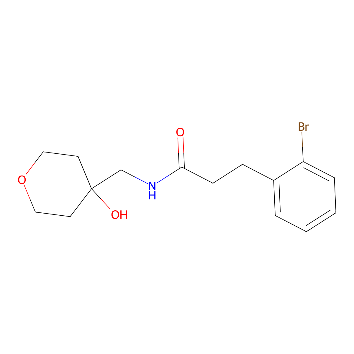 3-(2-bromophenyl)-N-[(4-hydroxyoxan-4-yl)methyl]propanamide molecular structure, CAS 1798489-42-5