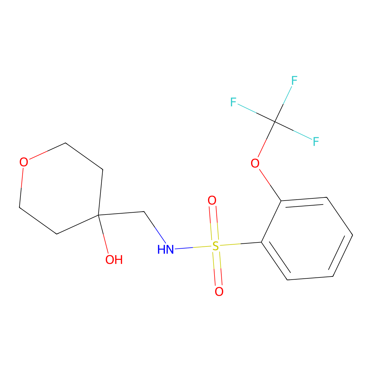 N-((4-hydroxytetrahydro-2H-pyran-4-yl)methyl)-2-(trifluoromethoxy)benzenesulfonamide molecular structure, CAS 1798489-50-5