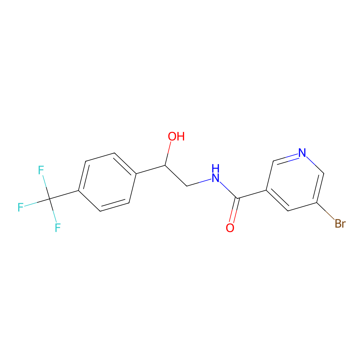 5-bromo-N-(2-hydroxy-2-(4-(trifluoromethyl)phenyl)ethyl)nicotinamide molecular structure, CAS 1798489-59-4