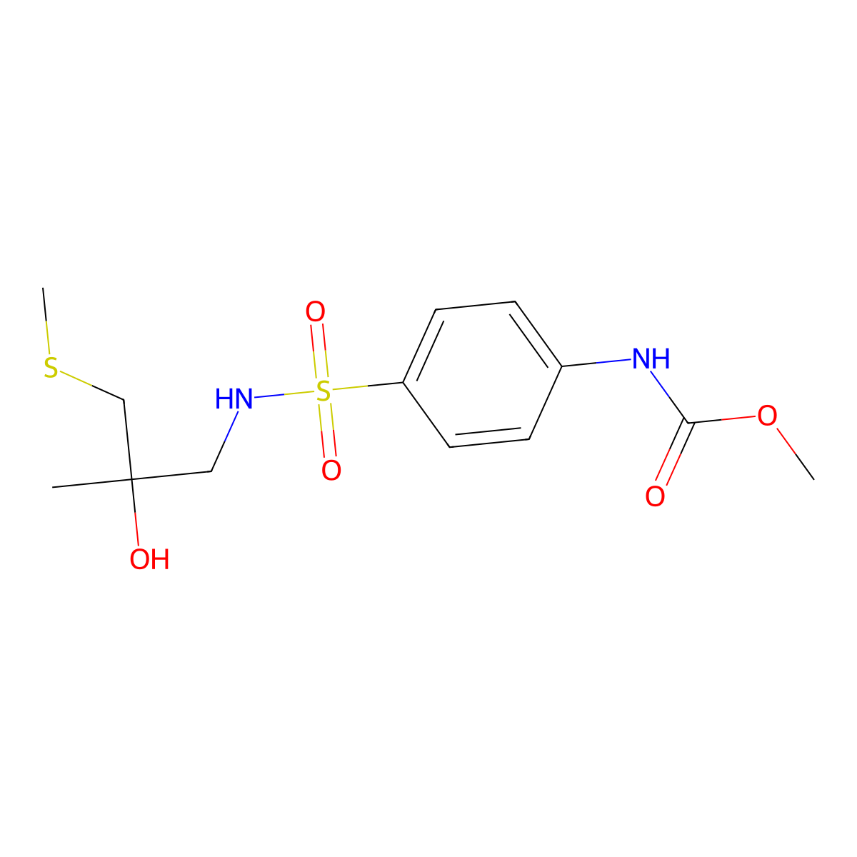 methyl (4-(N-(2-hydroxy-2-methyl-3-(methylthio)propyl)sulfamoyl)phenyl)carbamate molecular structure, CAS 1798489-76-5