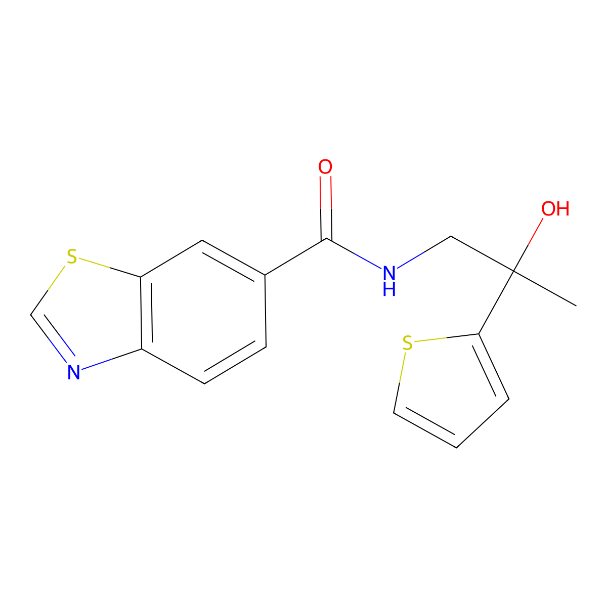 N-(2-hydroxy-2-(thiophen-2-yl)propyl)benzo[d]thiazole-6-carboxamide molecular structure, CAS 1798489-81-2
