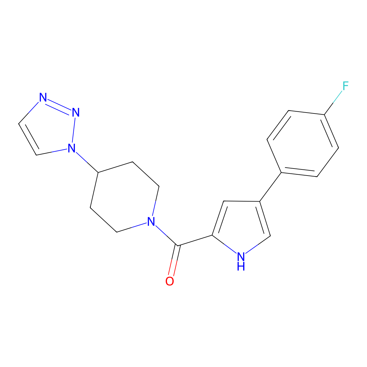(4-(1H-1,2,3-triazol-1-yl)piperidin-1-yl)(4-(4-fluorophenyl)-1H-pyrrol-2-yl)methanone molecular structure, CAS 1798489-82-3