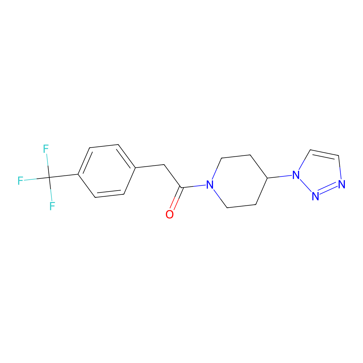 1-(4-(1H-1,2,3-triazol-1-yl)piperidin-1-yl)-2-(4-(trifluoromethyl)phenyl)ethanone molecular structure, CAS 1798489-98-1