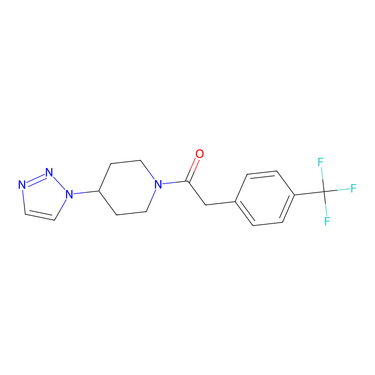1-(4-(1H-1,2,3-triazol-1-yl)piperidin-1-yl)-2-(4-(trifluoromethyl)phenyl)ethanone molecular structure, CAS 1798489-98-1