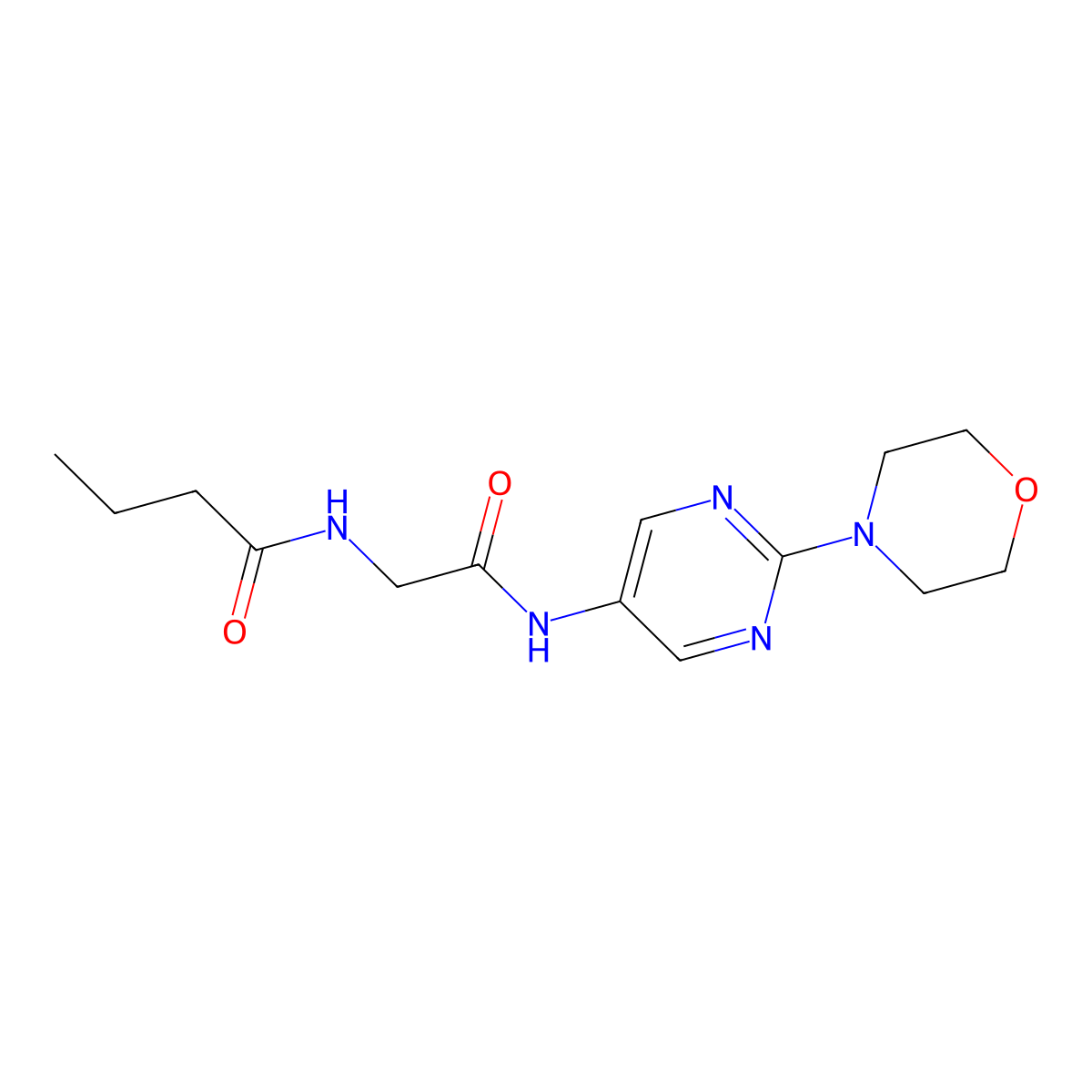 N-(2-((2-morpholinopyrimidin-5-yl)amino)-2-oxoethyl)butyramide molecular structure, CAS 1798490-00-2