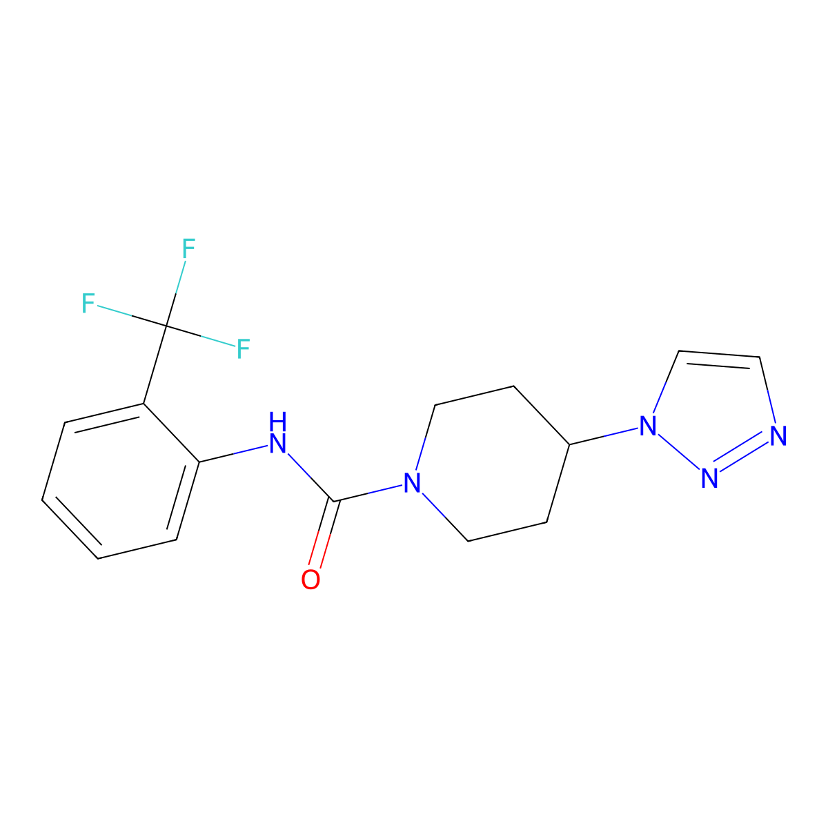 4-(1H-1,2,3-triazol-1-yl)-N-(2-(trifluoromethyl)phenyl)piperidine-1-carboxamide molecular structure, CAS 1798490-04-6