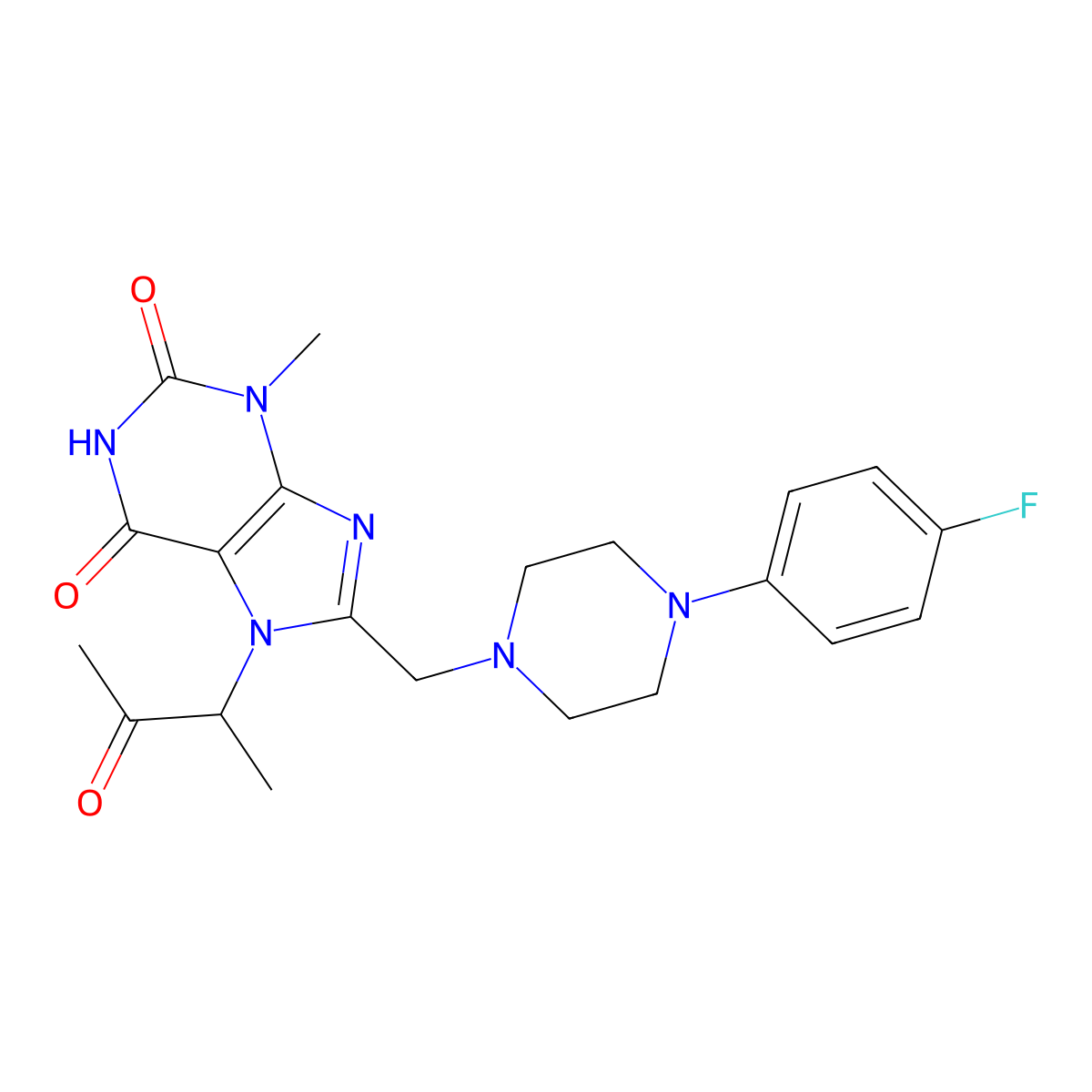 8-[[4-(4-Fluorophenyl)piperazin-1-yl]methyl]-3-methyl-7-(3-oxobutan-2-yl)purine-2,6-dione molecular structure, CAS 1798490-17-1
