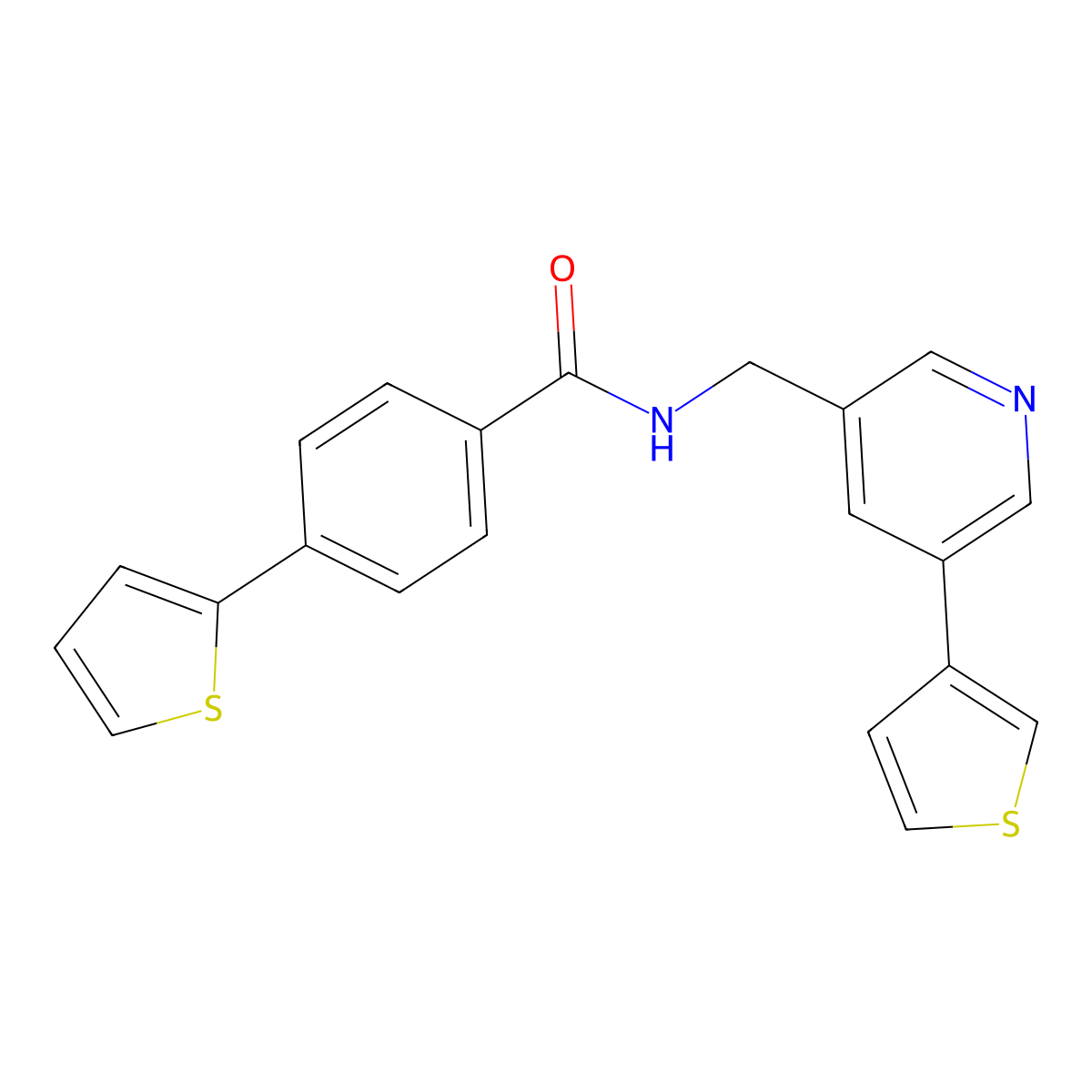 4-(thiophen-2-yl)-N-{[5-(thiophen-3-yl)pyridin-3-yl]methyl}benzamide molecular structure, CAS 1798490-22-8