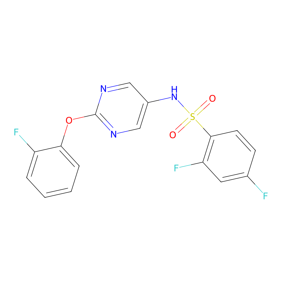 2,4-difluoro-N-[2-(2-fluorophenoxy)pyrimidin-5-yl]benzene-1-sulfonamide molecular structure, CAS 1798490-31-9