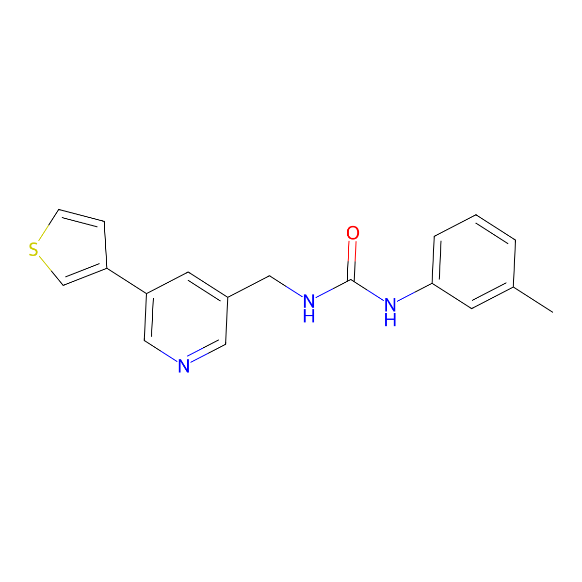1-((5-(Thiophen-3-yl)pyridin-3-yl)methyl)-3-(m-tolyl)urea molecular structure, CAS 1798490-41-1