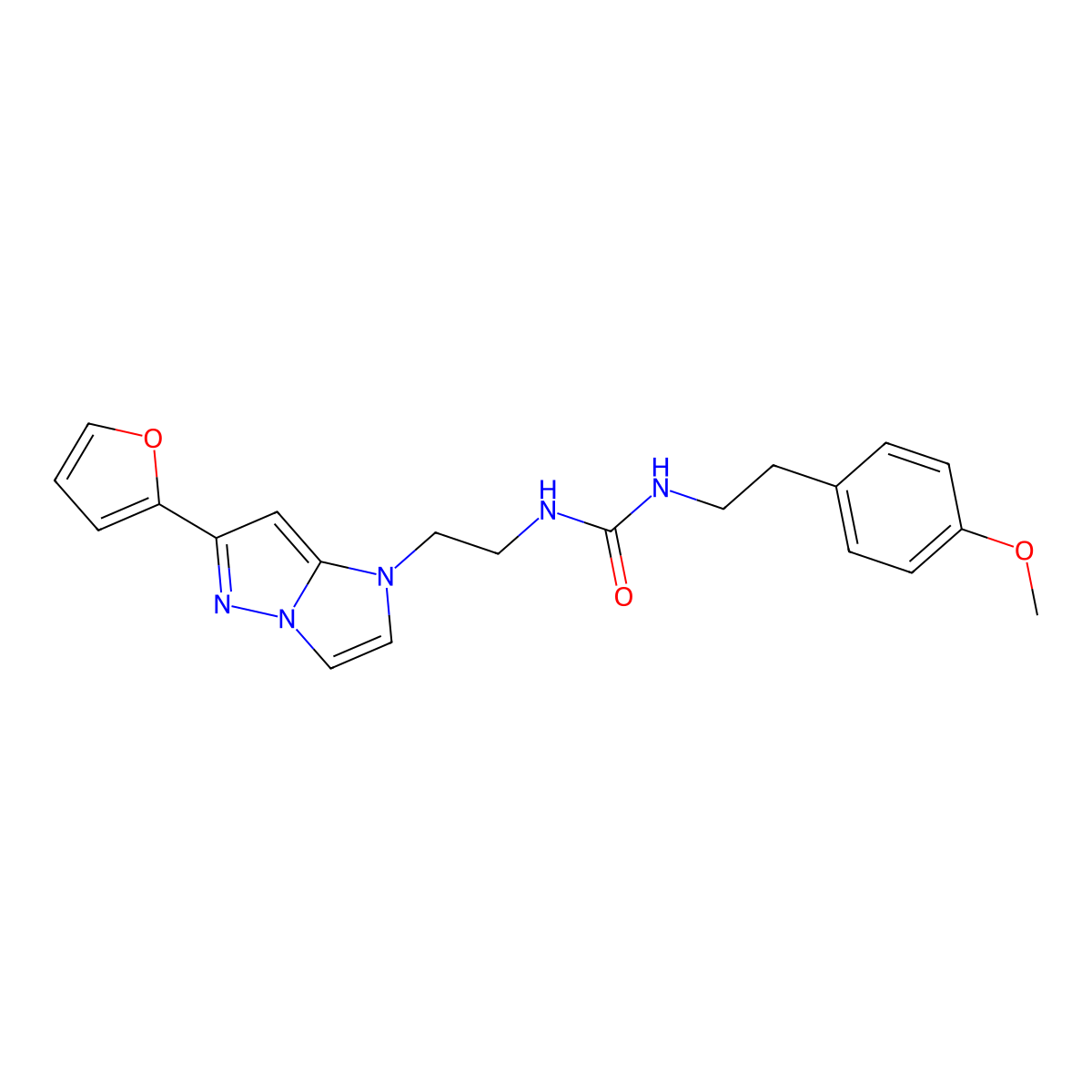 1-(2-(6-(furan-2-yl)-1H-imidazo[1,2-b]pyrazol-1-yl)ethyl)-3-(4-methoxyphenethyl)urea molecular structure, CAS 1798490-49-9