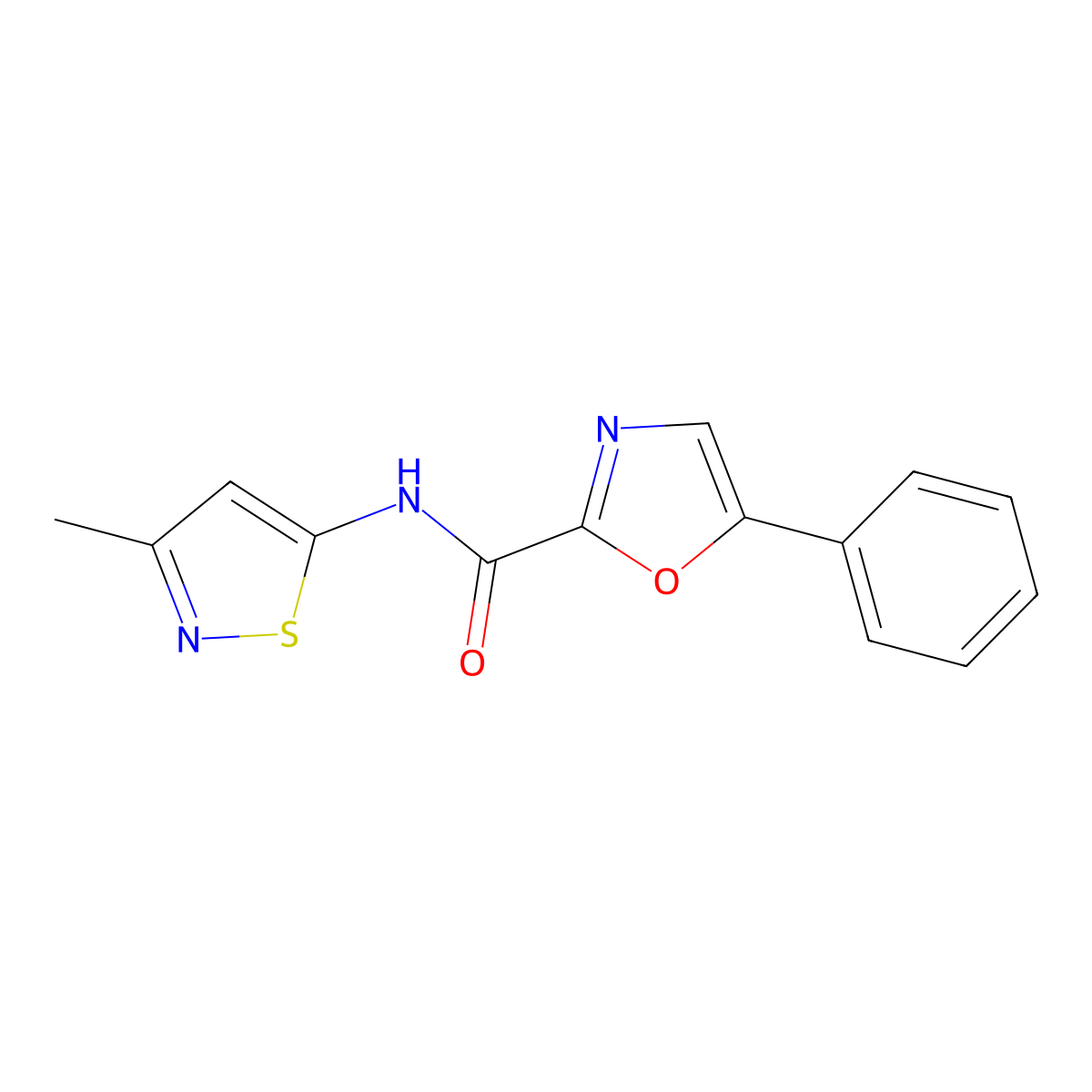 N-(3-methylisothiazol-5-yl)-5-phenyloxazole-2-carboxamide molecular structure, CAS 1798490-60-4
