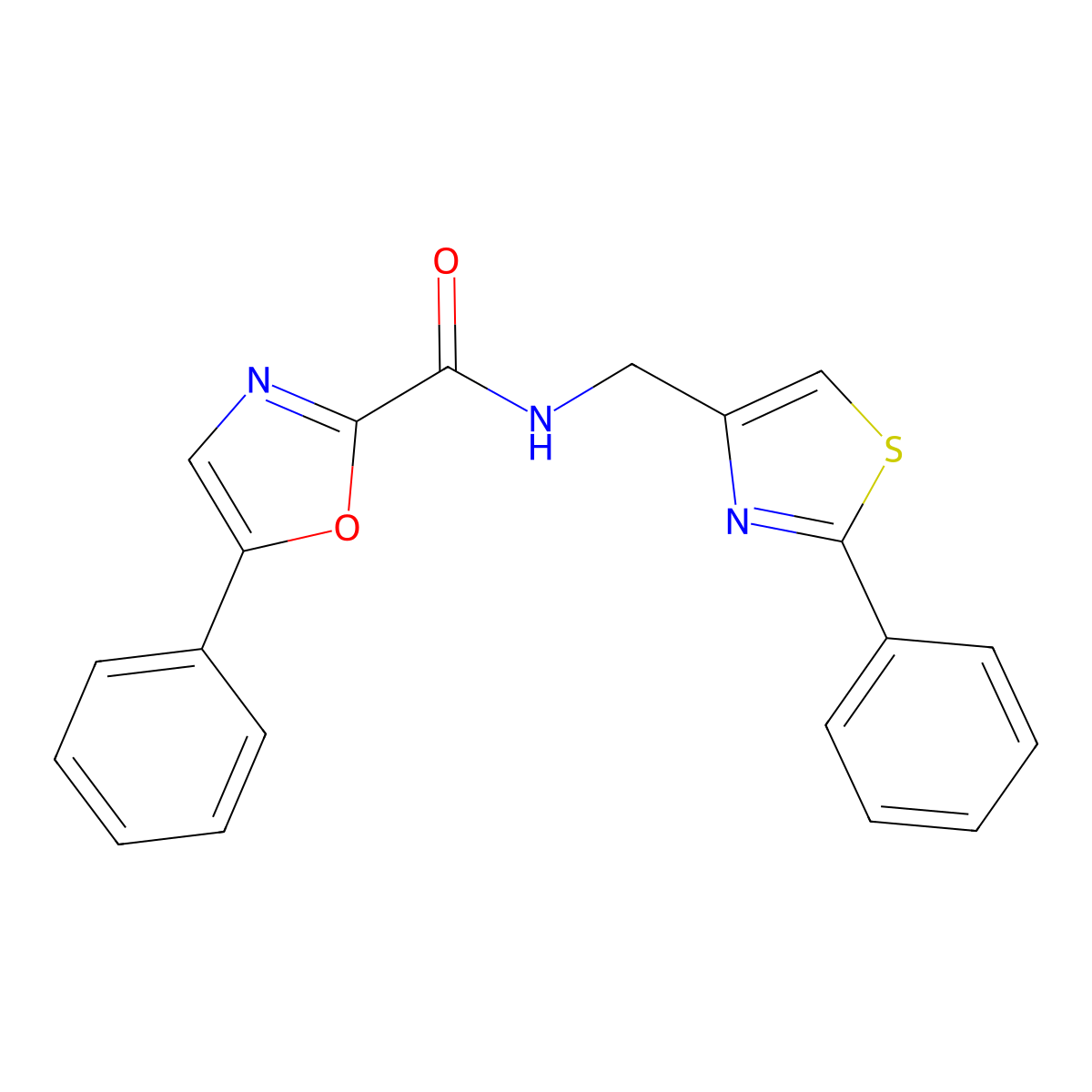 5-phenyl-N-((2-phenylthiazol-4-yl)methyl)oxazole-2-carboxamide molecular structure, CAS 1798490-65-9