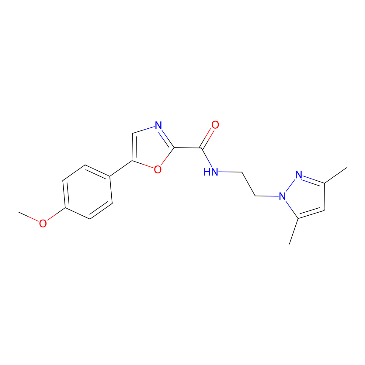 N-(2-(3,5-dimethyl-1H-pyrazol-1-yl)ethyl)-5-(4-methoxyphenyl)oxazole-2-carboxamide molecular structure, CAS 1798490-74-0
