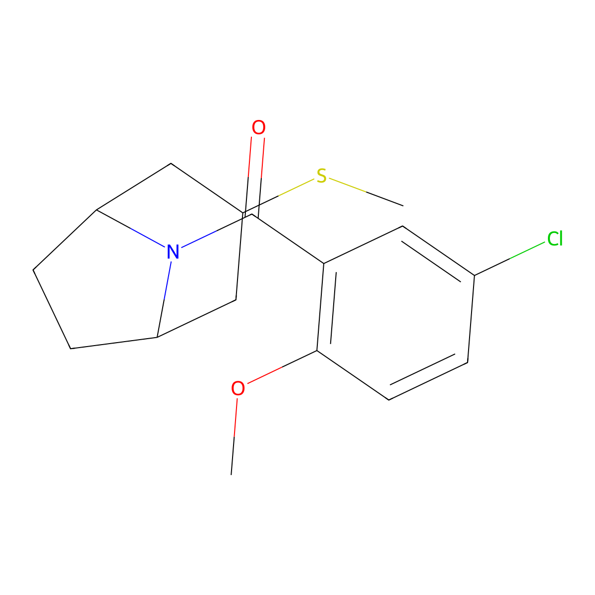 (5-chloro-2-methoxyphenyl)((1R,5S)-3-(methylthio)-8-azabicyclo[3.2.1]octan-8-yl)methanone molecular structure, CAS 1798490-85-3