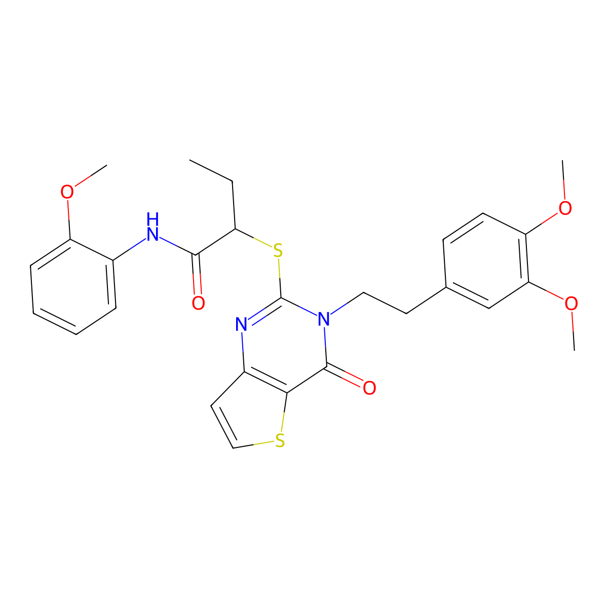 2-((3-(3,4-dimethoxyphenethyl)-4-oxo-3,4-dihydrothieno[3,2-d]pyrimidin-2-yl)thio)-N-(2-methoxyphenyl)butanamide molecular structure, CAS 1798490-86-4