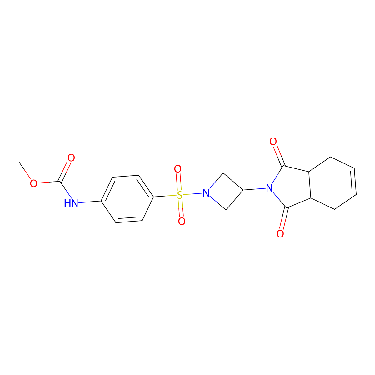 methyl (4-((3-(1,3-dioxo-3a,4,7,7a-tetrahydro-1H-isoindol-2(3H)-yl)azetidin-1-yl)sulfonyl)phenyl)carbamate molecular structure, CAS 1798490-89-7