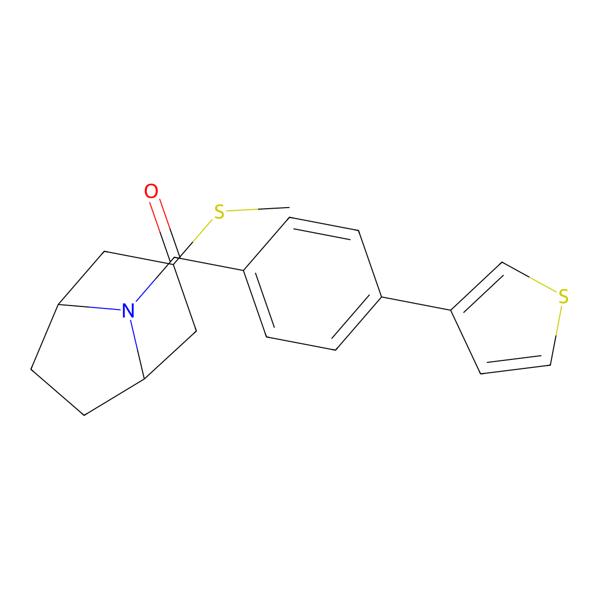 ((1R,5S)-3-(methylthio)-8-azabicyclo[3.2.1]octan-8-yl)(4-(thiophen-3-yl)phenyl)methanone molecular structure, CAS 1798490-96-6