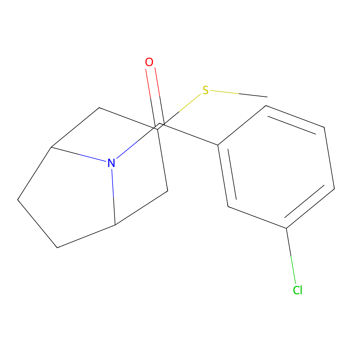 (3-chlorophenyl)((1R,5S)-3-(methylthio)-8-azabicyclo[3.2.1]octan-8-yl)methanone molecular structure, CAS 1798491-02-7