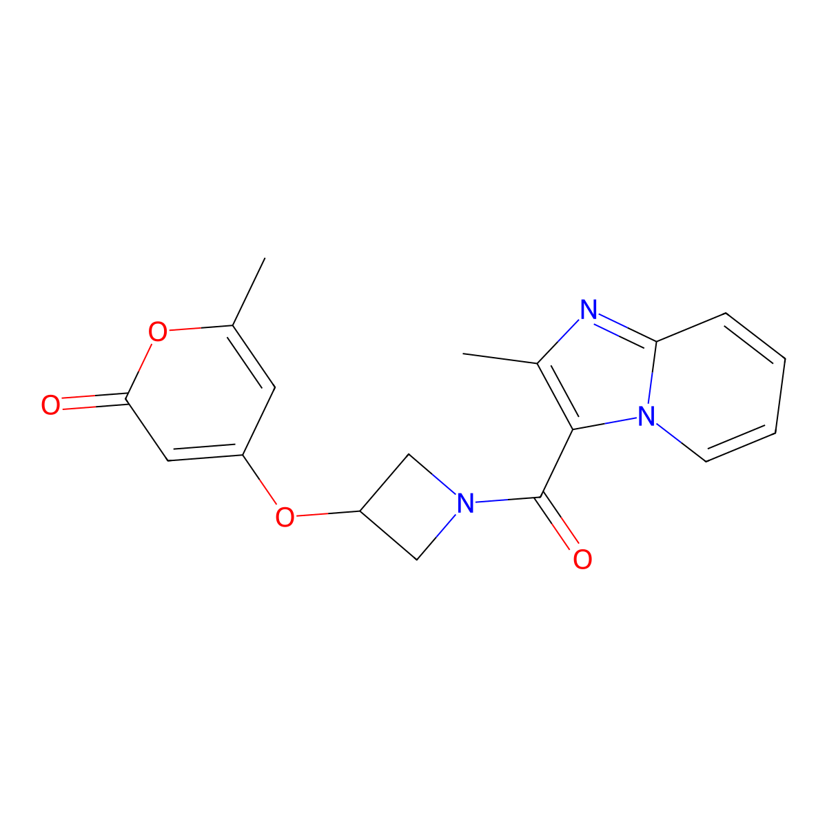 6-methyl-4-[(1-{2-methylimidazo[1,2-a]pyridine-3-carbonyl}azetidin-3-yl)oxy]-2H-pyran-2-one molecular structure, CAS 1798491-08-3