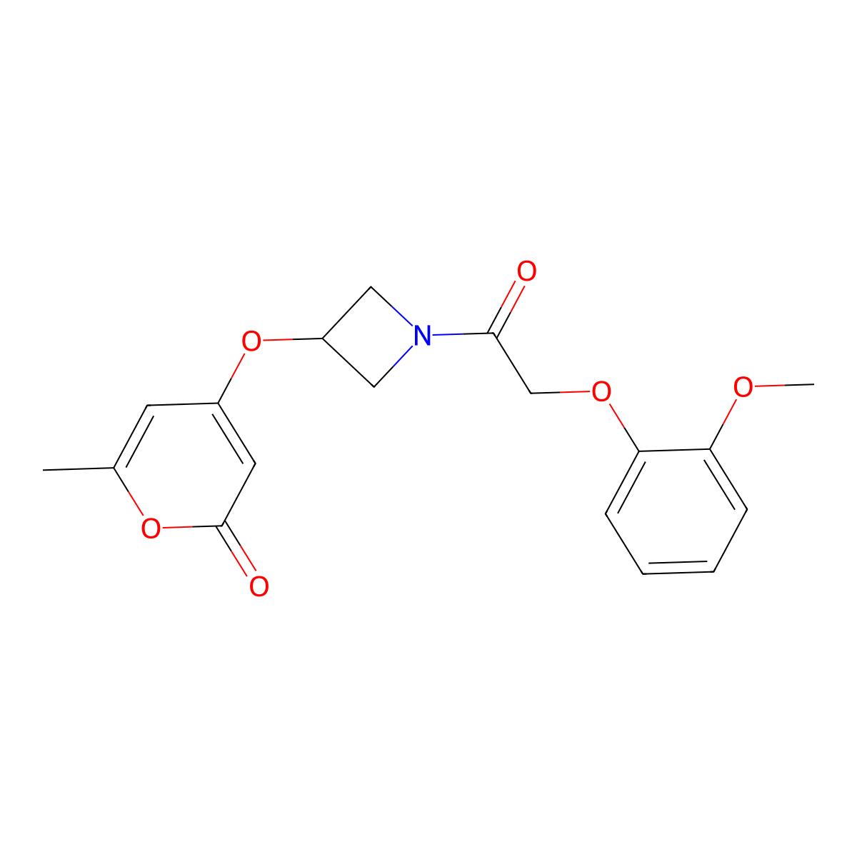 4-({1-[2-(2-methoxyphenoxy)acetyl]azetidin-3-yl}oxy)-6-methyl-2H-pyran-2-one molecular structure, CAS 1798491-13-0