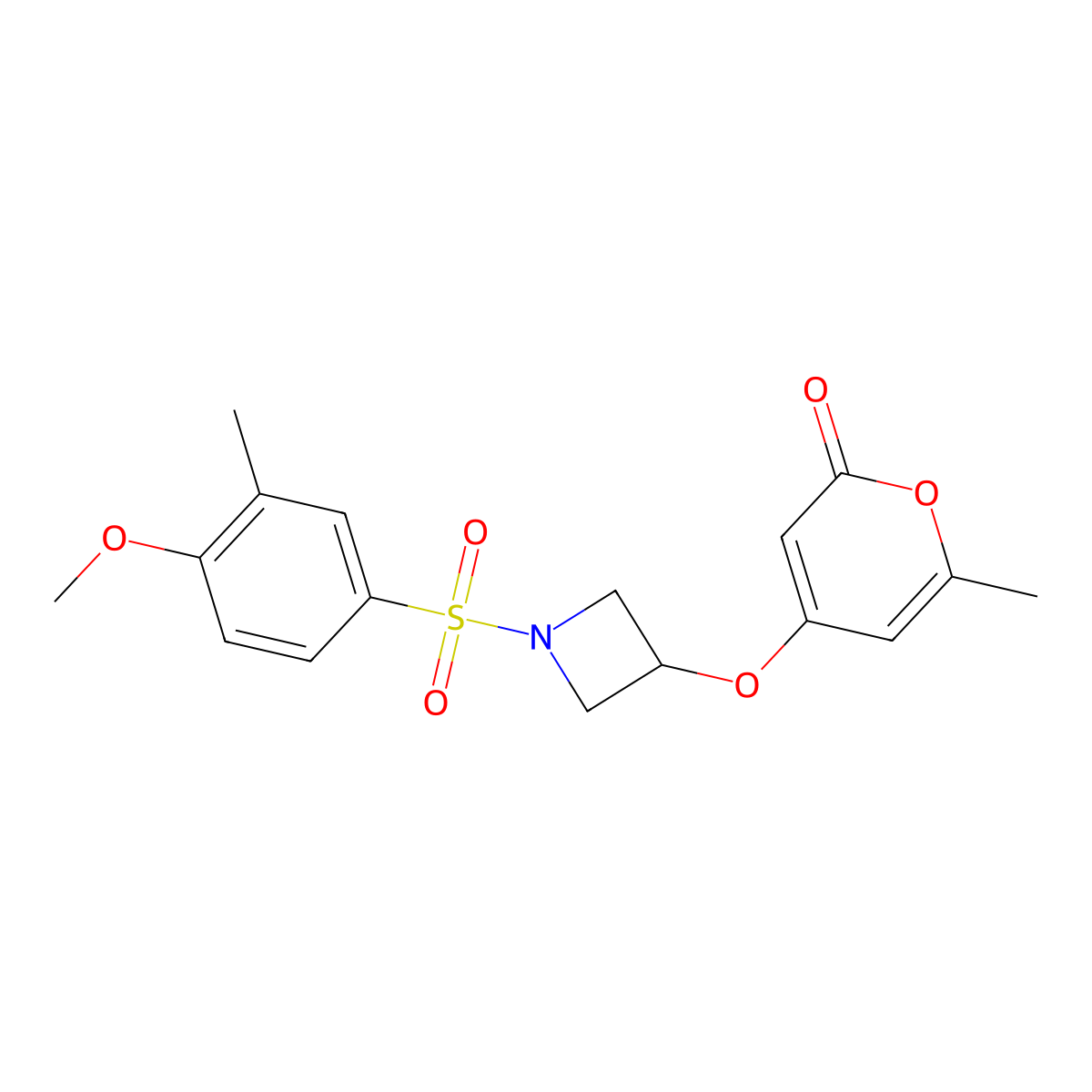 4-((1-((4-methoxy-3-methylphenyl)sulfonyl)azetidin-3-yl)oxy)-6-methyl-2H-pyran-2-one molecular structure, CAS 1798491-31-2