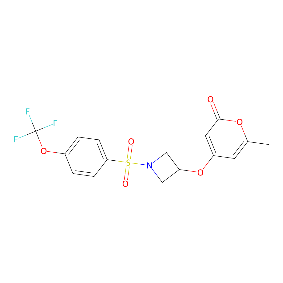 6-methyl-4-((1-((4-(trifluoromethoxy)phenyl)sulfonyl)azetidin-3-yl)oxy)-2H-pyran-2-one molecular structure, CAS 1798491-38-9