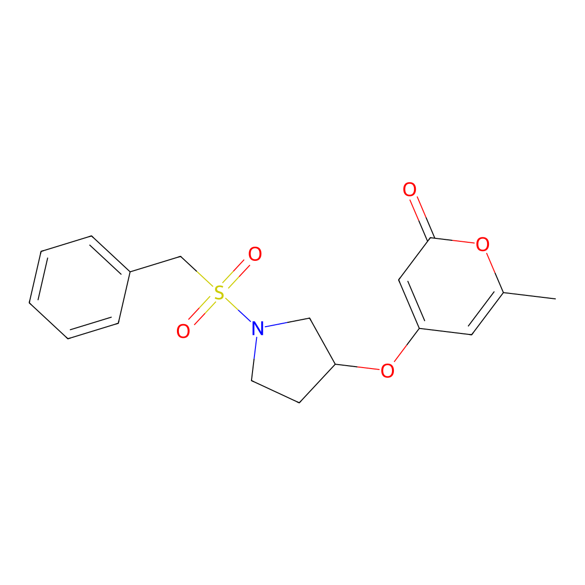 4-((1-(benzylsulfonyl)pyrrolidin-3-yl)oxy)-6-methyl-2H-pyran-2-one molecular structure, CAS 1798491-55-0