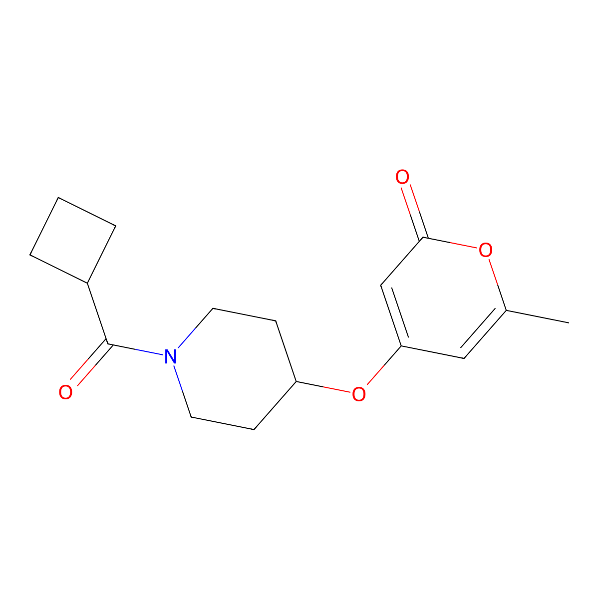 4-((1-(cyclobutanecarbonyl)piperidin-4-yl)oxy)-6-methyl-2H-pyran-2-one molecular structure, CAS 1798491-59-4