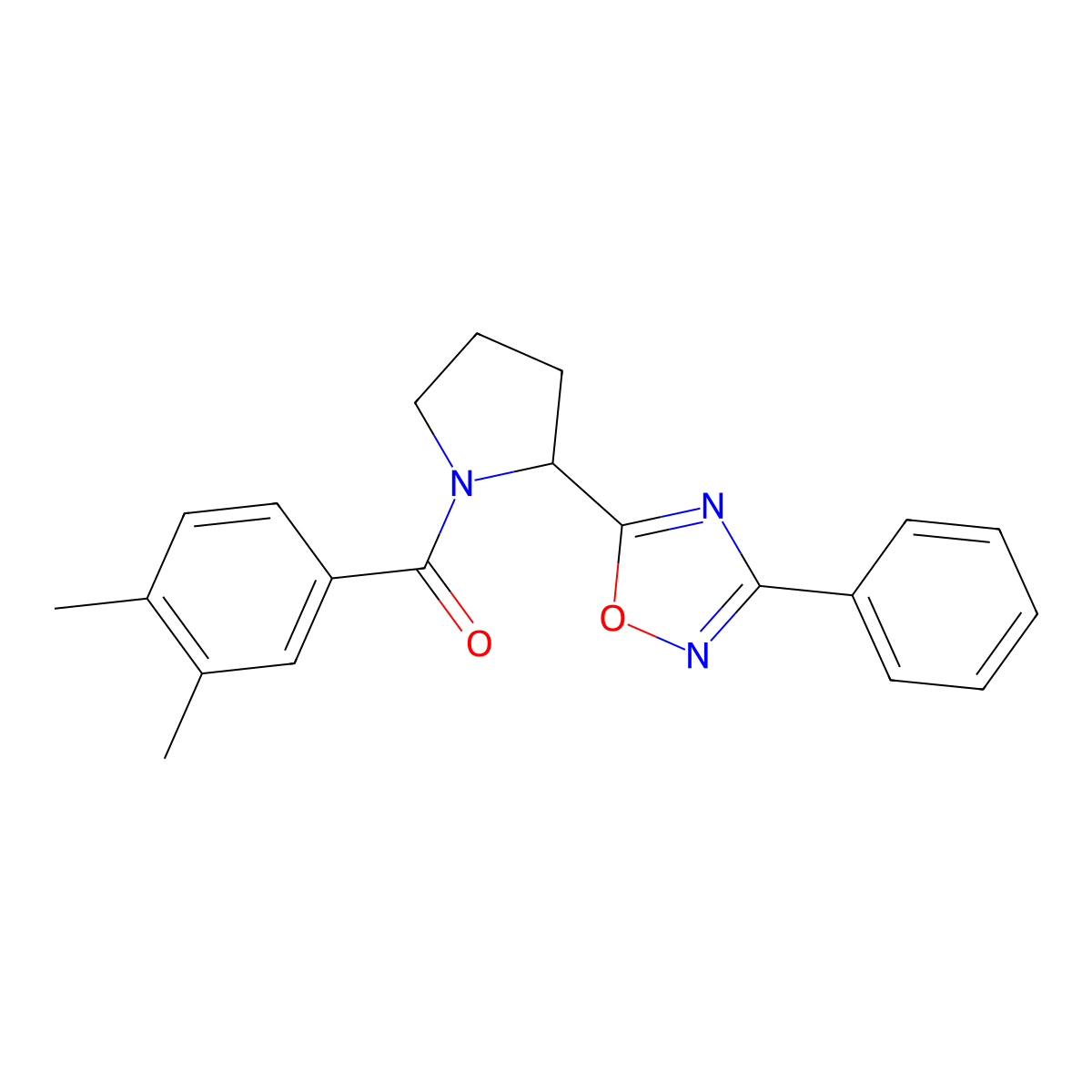 5-[1-(3,4-Dimethylbenzoyl)pyrrolidin-2-yl]-3-phenyl-1,2,4-oxadiazole molecular structure, CAS 1798499-64-5