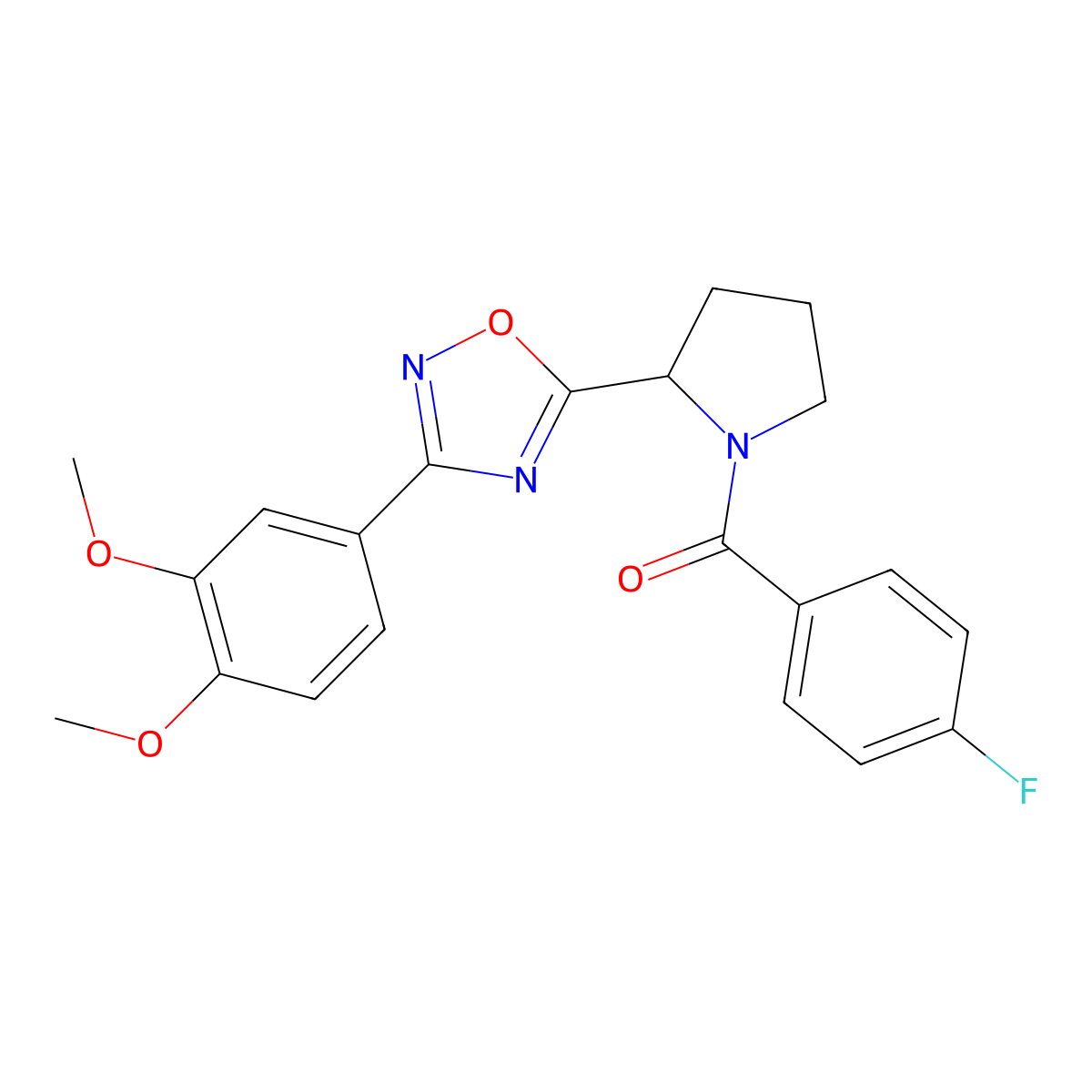 3-(3,4-Dimethoxyphenyl)-5-[1-(4-fluorobenzoyl)pyrrolidin-2-yl]-1,2,4-oxadiazole molecular structure, CAS 1798499-73-6