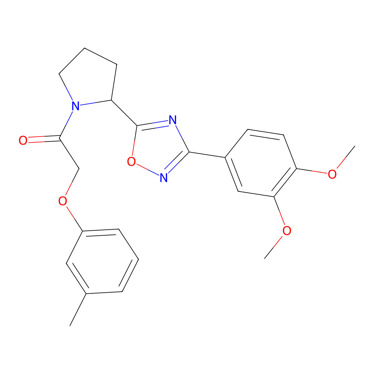 3-(3,4-Dimethoxyphenyl)-5-{1-[(3-methylphenoxy)acetyl]pyrrolidin-2-yl}-1,2,4-oxadiazole molecular structure, CAS 1798499-85-0