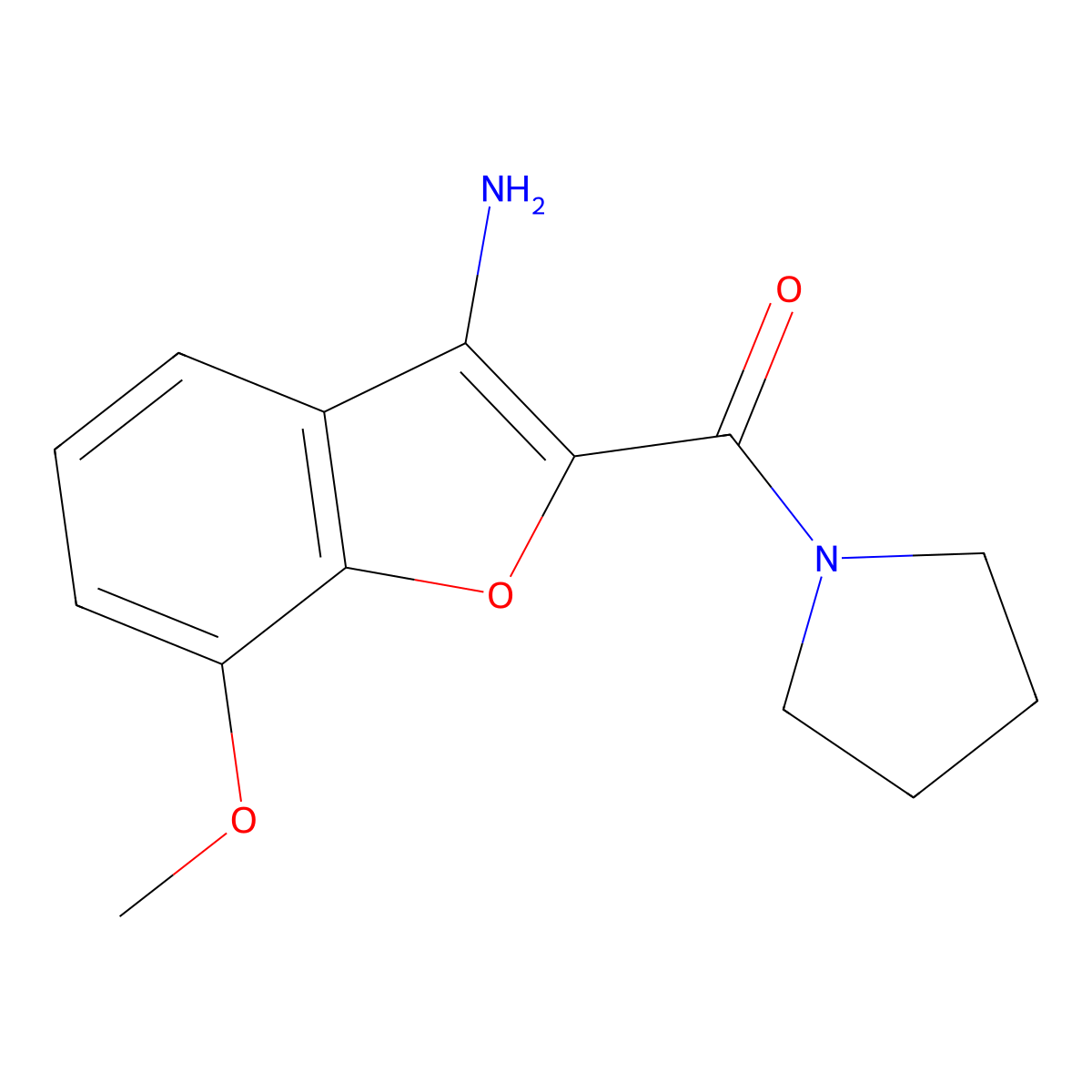 (3-Amino-7-methoxybenzofuran-2-yl)(pyrrolidin-1-yl)methanone molecular structure, CAS 1798510-62-9