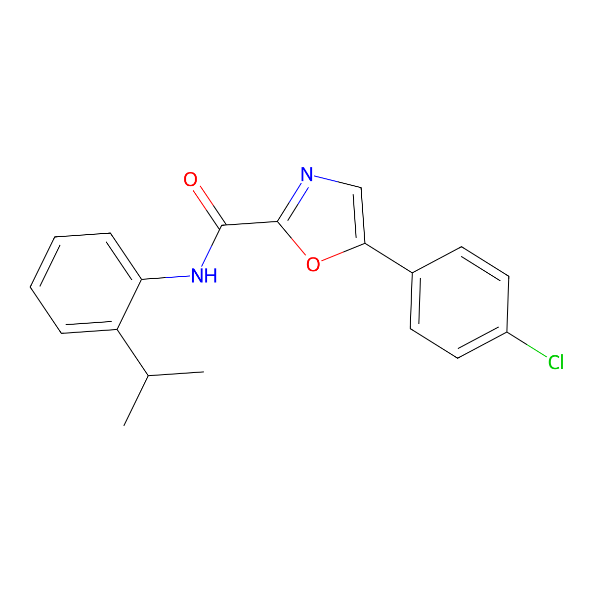 5-(4-chlorophenyl)-N-(2-isopropylphenyl)oxazole-2-carboxamide molecular structure, CAS 1798510-87-8