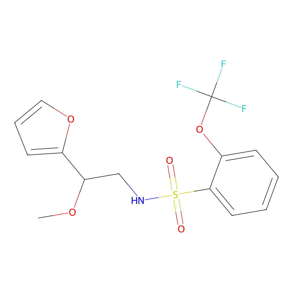 N-(2-(furan-2-yl)-2-methoxyethyl)-2-(trifluoromethoxy)benzenesulfonamide molecular structure, CAS 1798511-32-6