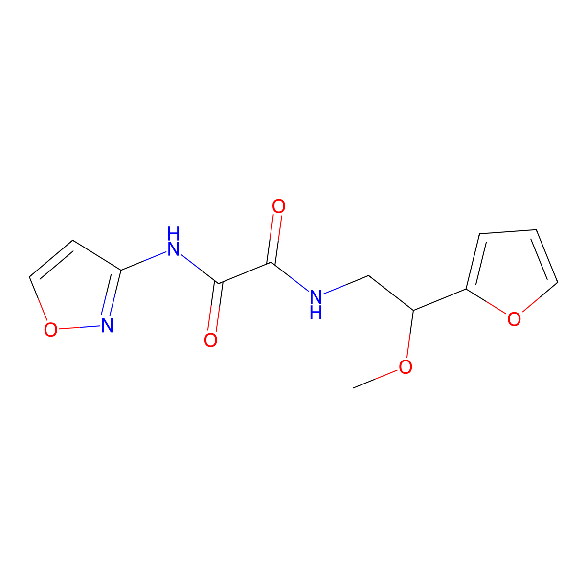 N1-(2-(furan-2-yl)-2-methoxyethyl)-N2-(isoxazol-3-yl)oxalamide molecular structure, CAS 1798511-38-2
