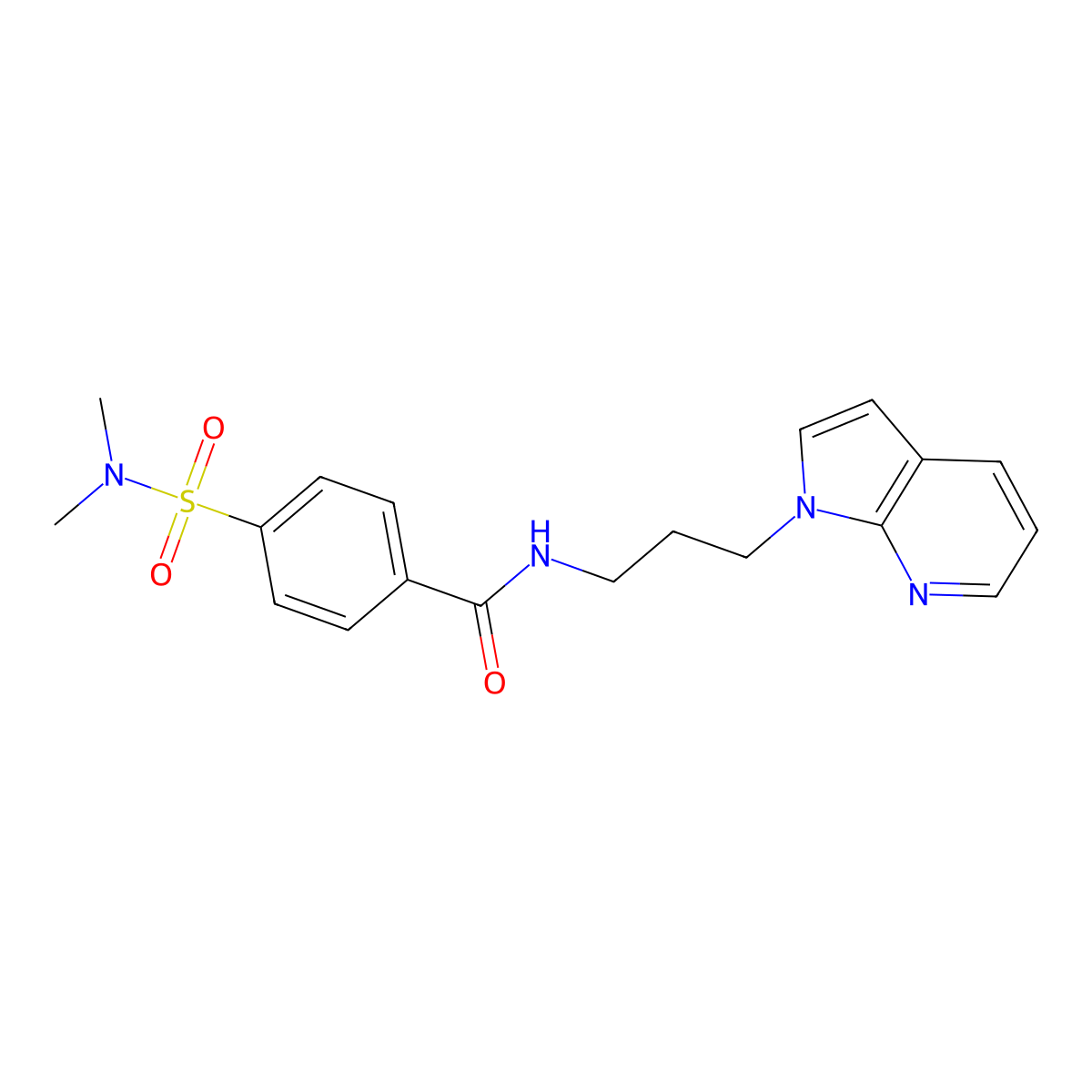 N-(3-(1H-pyrrolo[2,3-b]pyridin-1-yl)propyl)-4-(N,N-dimethylsulfamoyl)benzamide molecular structure, CAS 1798511-41-7