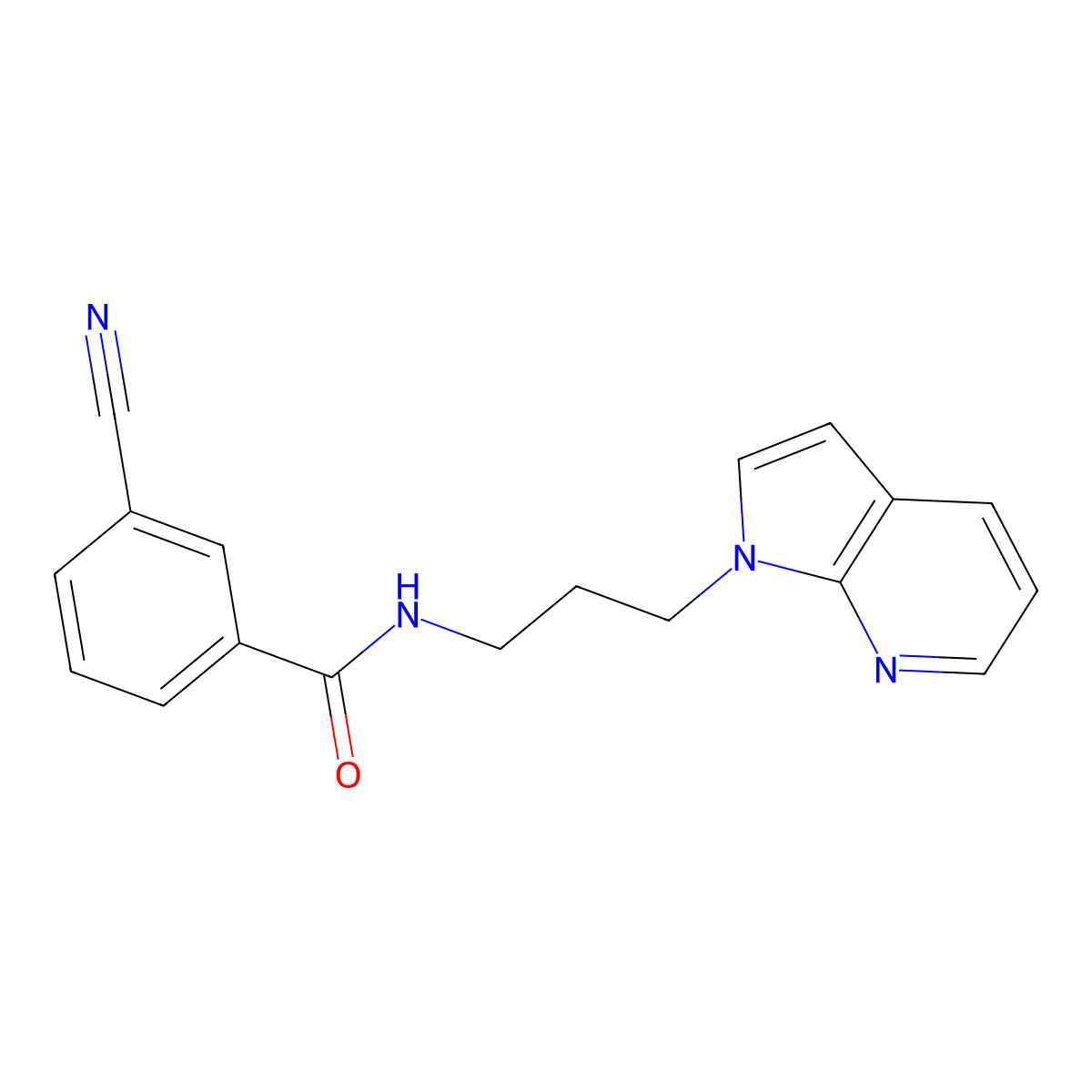N-(3-(1H-pyrrolo[2,3-b]pyridin-1-yl)propyl)-3-cyanobenzamide molecular structure, CAS 1798511-69-9