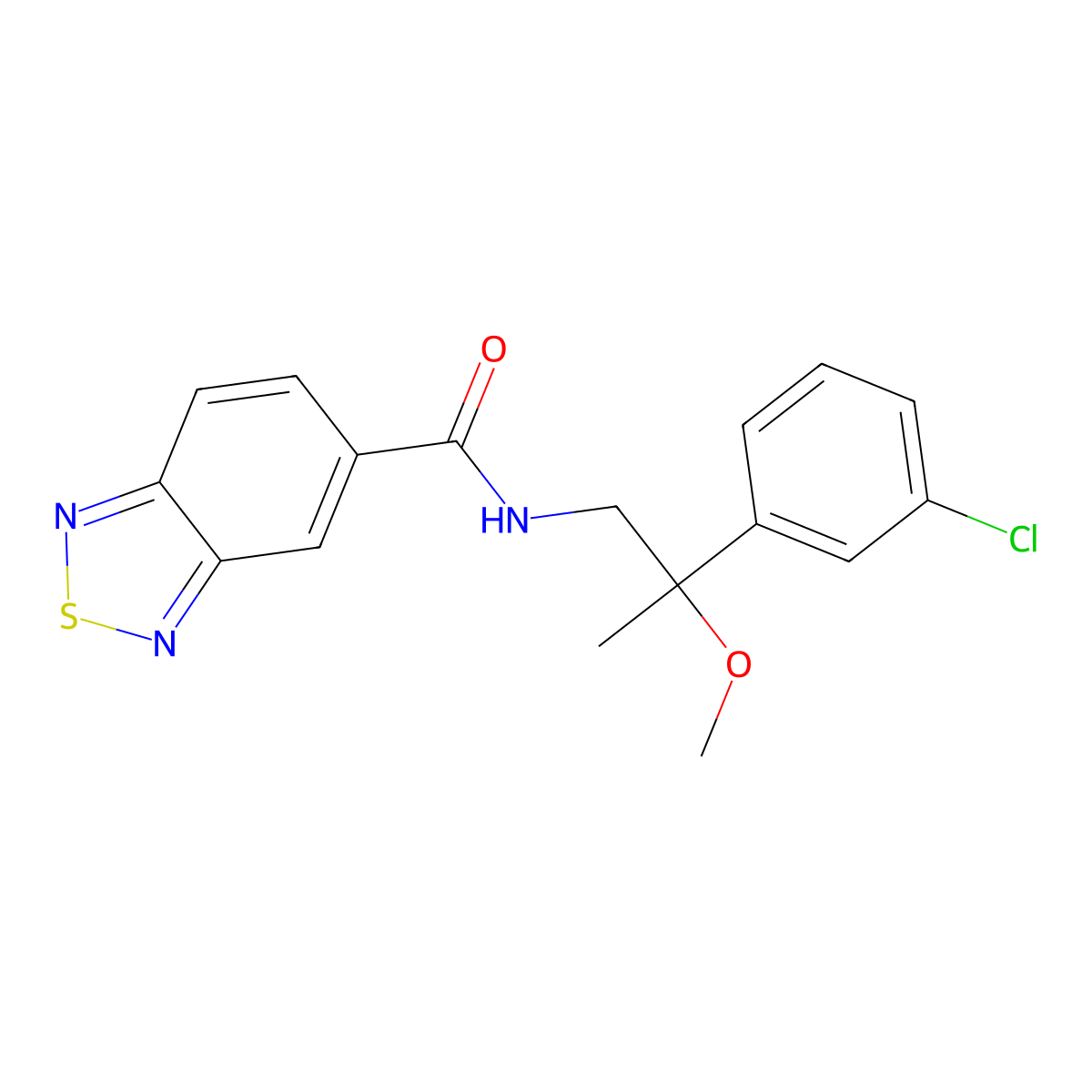 N-(2-(3-chlorophenyl)-2-methoxypropyl)benzo[c][1,2,5]thiadiazole-5-carboxamide molecular structure, CAS 1798511-72-4