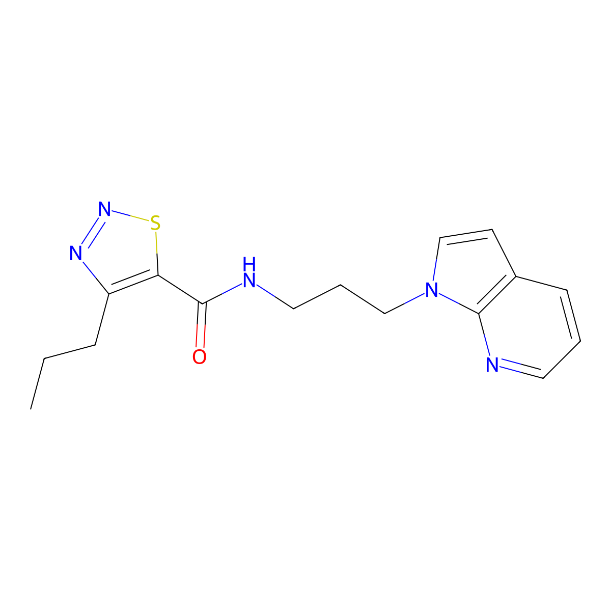 N-(3-(1H-pyrrolo[2,3-b]pyridin-1-yl)propyl)-4-propyl-1,2,3-thiadiazole-5-carboxamide molecular structure, CAS 1798511-77-9