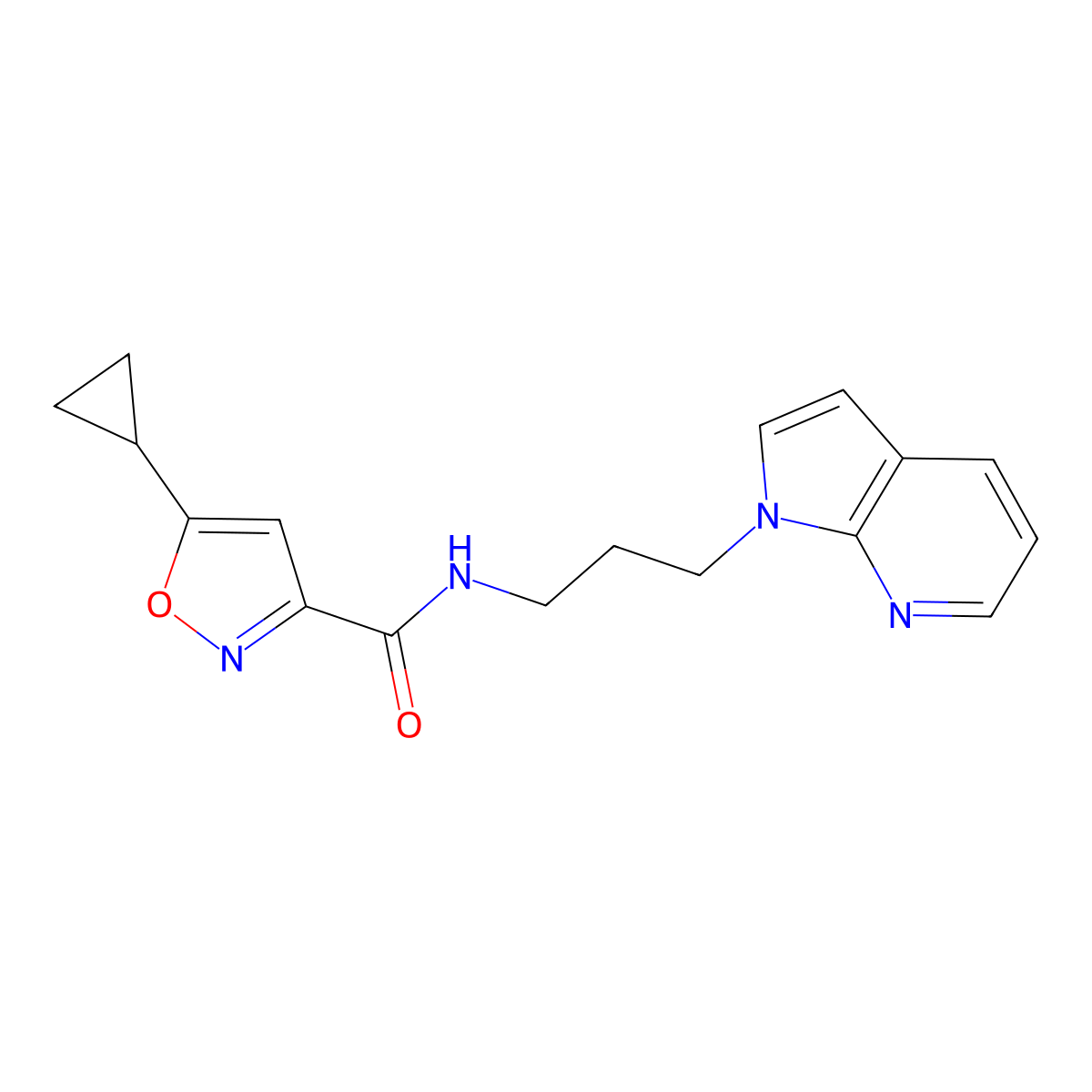 N-(3-(1H-pyrrolo[2,3-b]pyridin-1-yl)propyl)-5-cyclopropylisoxazole-3-carboxamide molecular structure, CAS 1798511-82-6