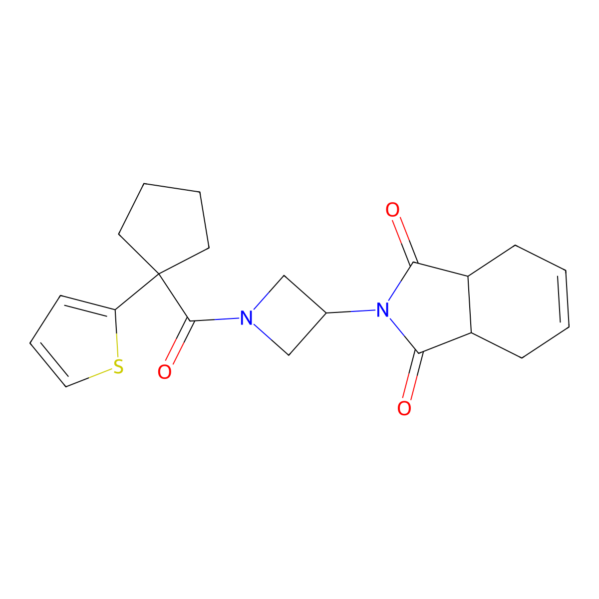 2-(1-(1-(thiophen-2-yl)cyclopentanecarbonyl)azetidin-3-yl)-3a,4,7,7a-tetrahydro-1H-isoindole-1,3(2H)-dione molecular structure, CAS 1798511-85-9