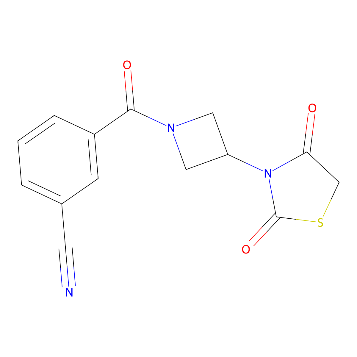 3-(3-(2,4-Dioxothiazolidin-3-yl)azetidine-1-carbonyl)benzonitrile molecular structure, CAS 1798511-92-8