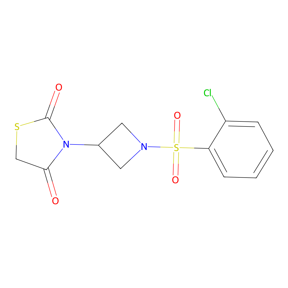 3-(1-((2-Chlorophenyl)sulfonyl)azetidin-3-yl)thiazolidine-2,4-dione molecular structure, CAS 1798511-97-3