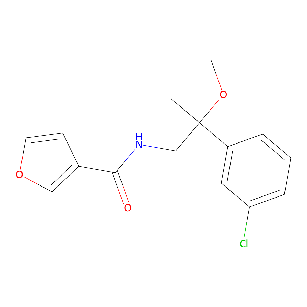 N-[2-(3-chlorophenyl)-2-methoxypropyl]furan-3-carboxamide molecular structure, CAS 1798511-99-5