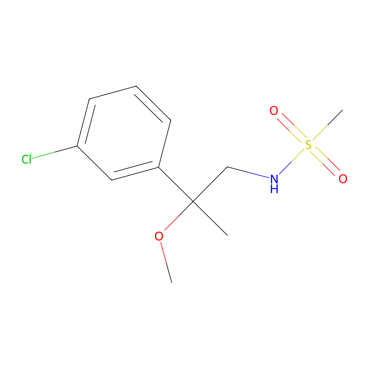 N-[2-(3-chlorophenyl)-2-methoxypropyl]methanesulfonamide molecular structure, CAS 1798512-09-0