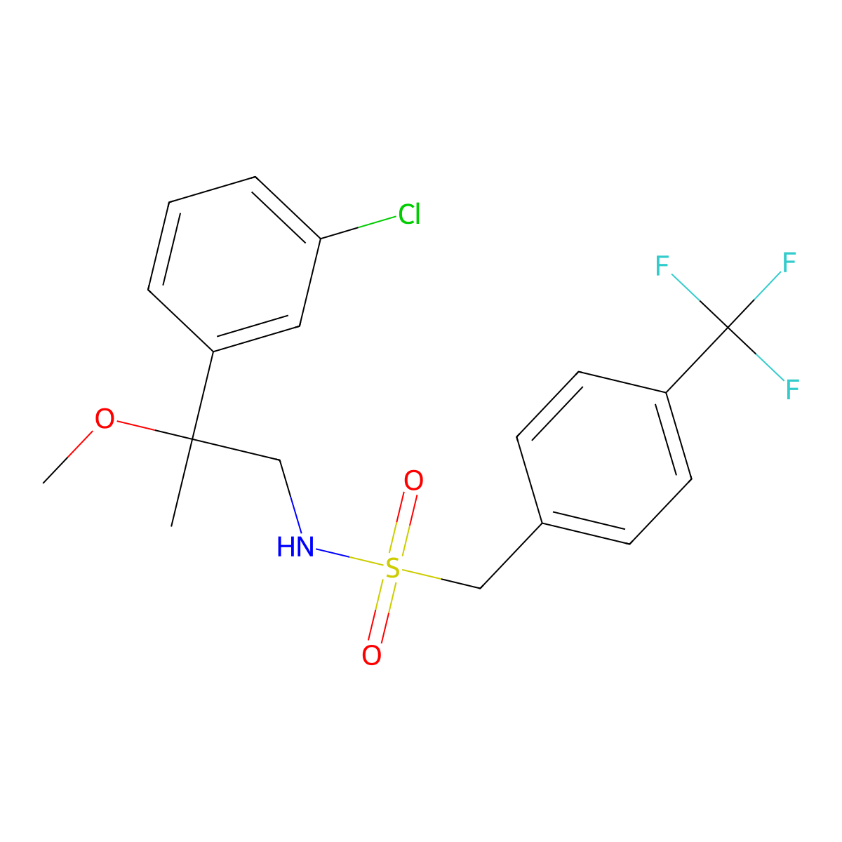 N-[2-(3-chlorophenyl)-2-methoxypropyl]-1-[4-(trifluoromethyl)phenyl]methanesulfonamide molecular structure, CAS 1798512-21-6