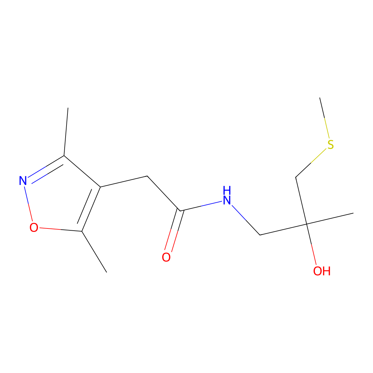 2-(3,5-dimethylisoxazol-4-yl)-N-(2-hydroxy-2-methyl-3-(methylthio)propyl)acetamide molecular structure, CAS 1798512-24-9